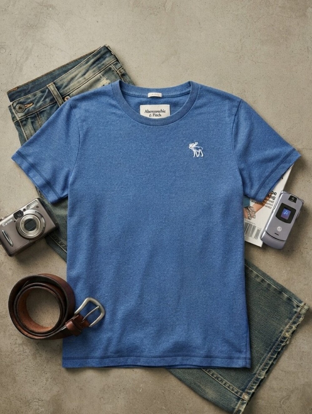 Abercrombie & Fitch Heathered Blue Muscle Tee Shirt
